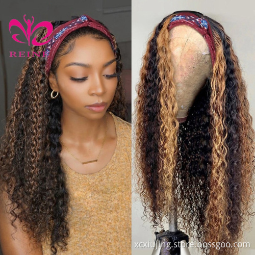 Peruvian  Curly Headband Wig P4-27,P4-30 Highlight Glueless Wigs for Black Women Ombre Honey Blonde Colored Human Hair Wigs Remy